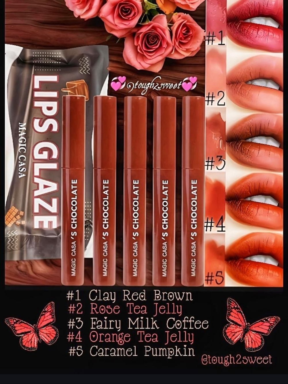 🆕TEMPTATION KISS LAVA CHOCOLATE MATTE LIP GLAZE/GLOSS SET